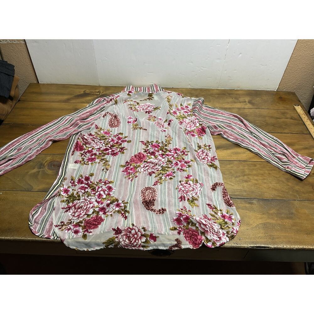 Aratta Red, White & Green Striped Button-Up Blouse